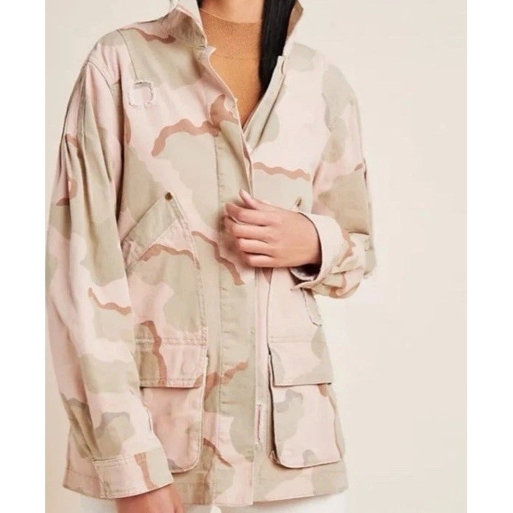 Anthropologie‎ Lida Pink Camo Field Jacket XL